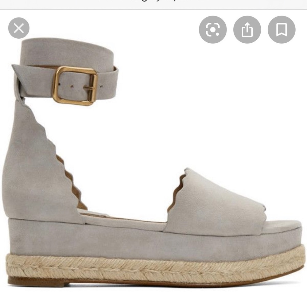 NEW women’s scalloped grey suede Chloe wedge